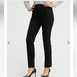 Chico’s So Slimming Juliet Lace Side Seam Ponte Stretch Knit Pants 0.5, 6T NWT!